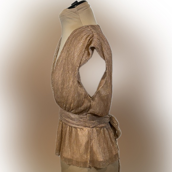 Anthropologie Gold Shimmer Blouse - Picture 2 of 6